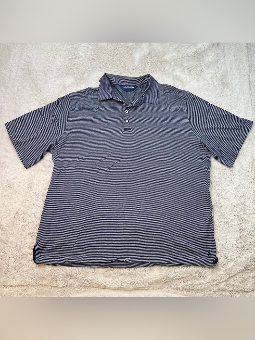 Polo Golf Ralph Lauren Shirt Size XL Navy White Stripe 100% Pima Cotton
